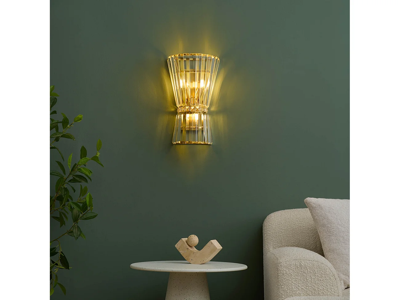 Applique chic cristal transparent et métal doré - Giova