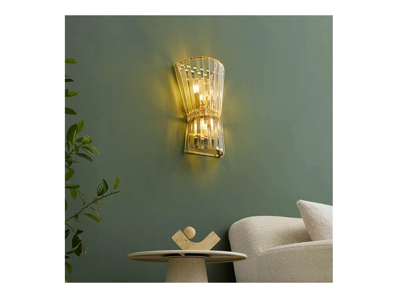 Applique chic cristal transparent et métal doré - Giova