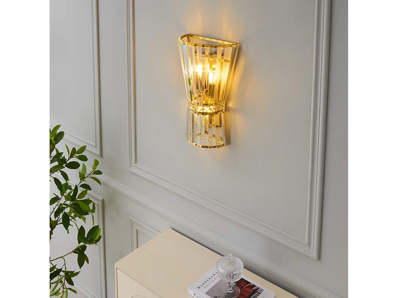 Applique chic cristal transparent et métal doré - Giova