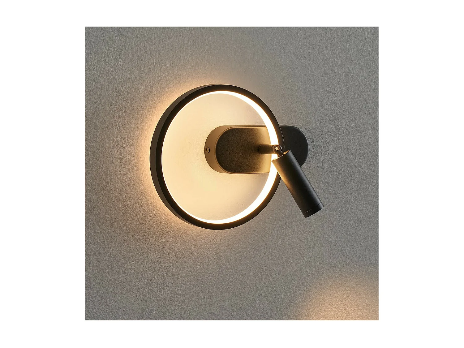 Applique noire double lumière avec liseuse centrée - Lona