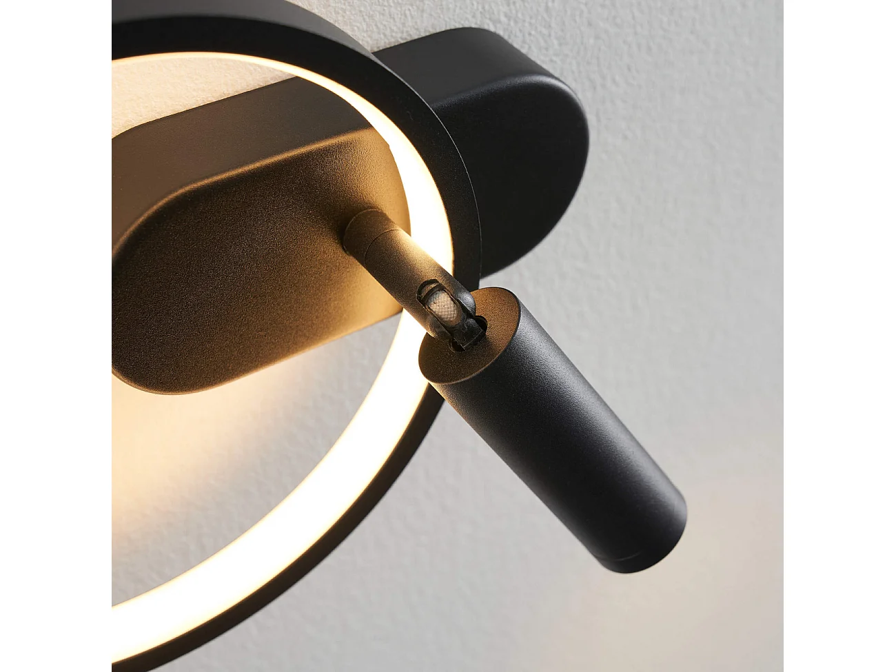 Applique noire double lumière avec liseuse centrée - Lona