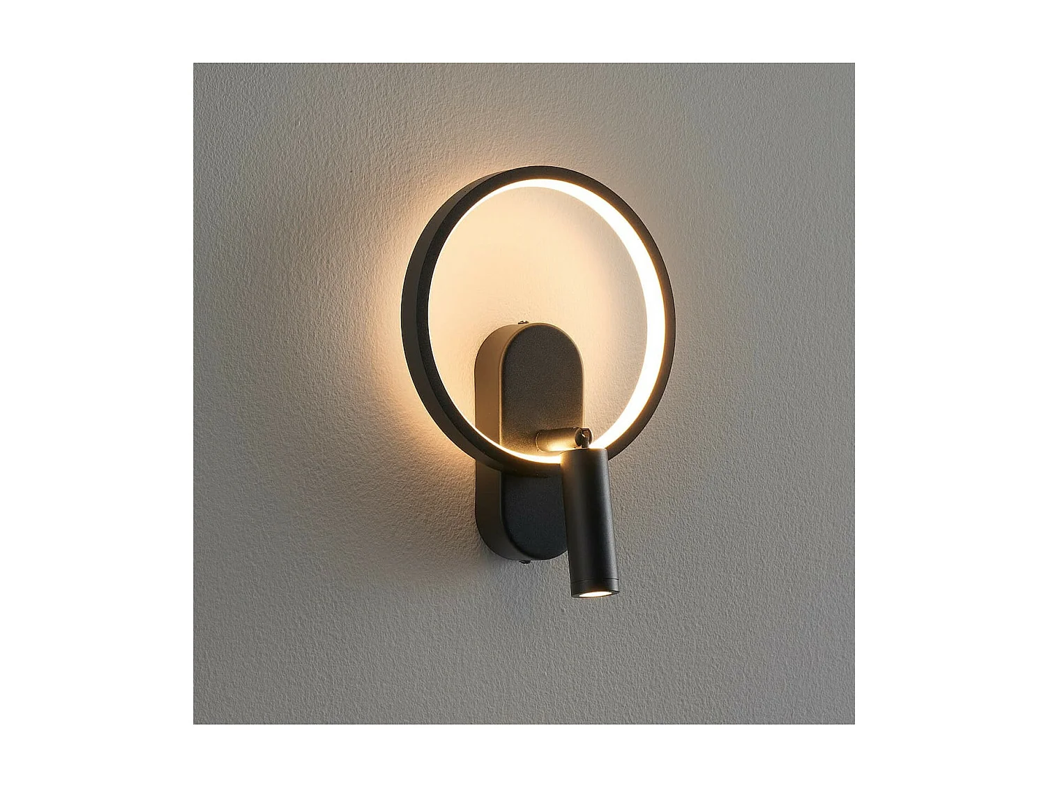 Applique noire double lumière avec liseuse centrée - Lona