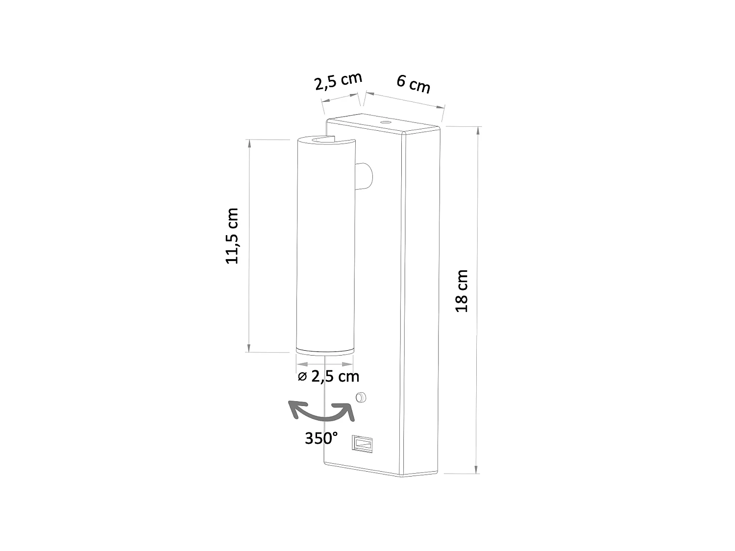 Applique LED liseuse avec port USB - Tofino