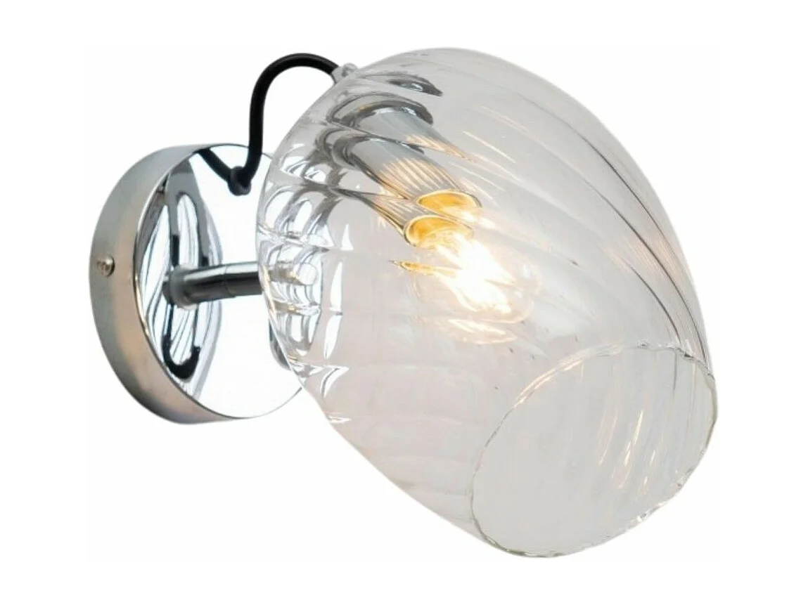 Applique chromée verre transparent texturé - Cassia