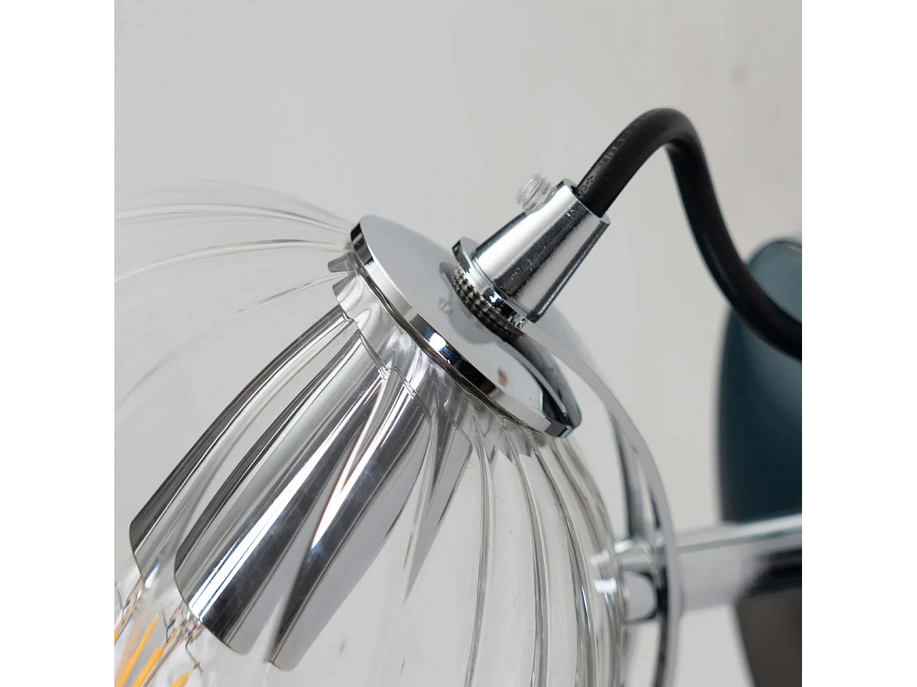 Applique chromée verre transparent texturé - Cassia