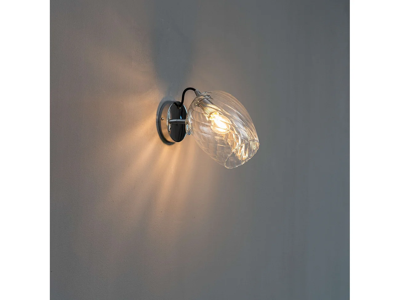 Applique chromée verre transparent texturé - Cassia