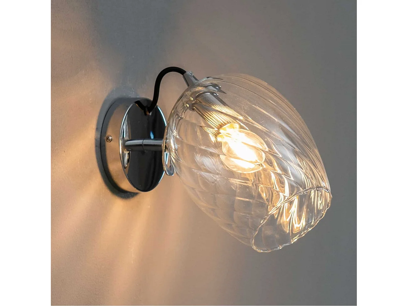 Applique chromée verre transparent texturé - Cassia