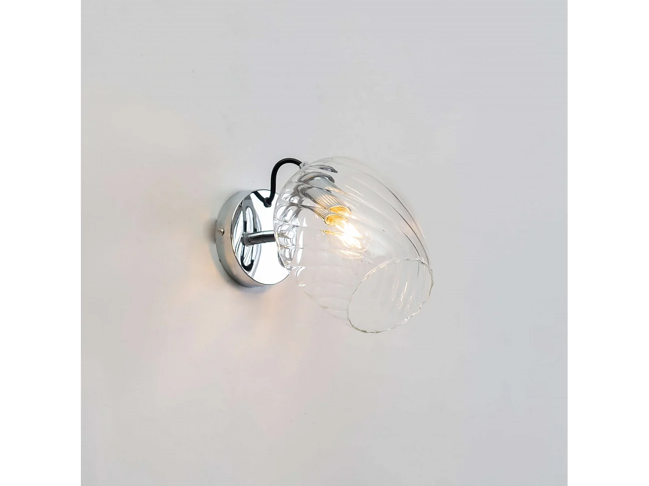 Applique chromée verre transparent texturé - Cassia