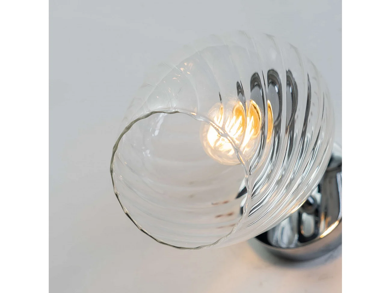 Applique chromée verre transparent texturé - Cassia