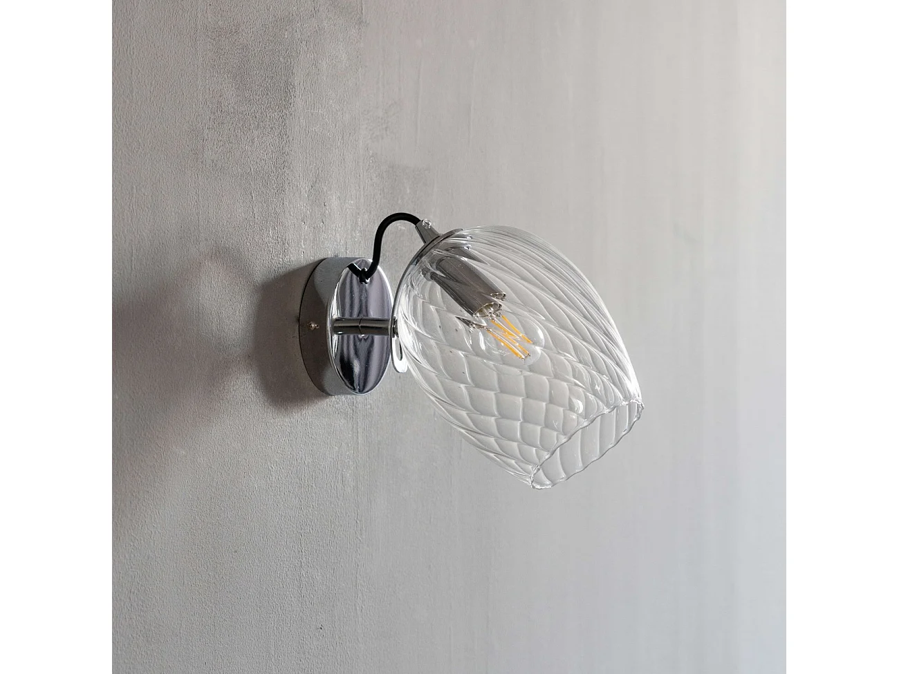 Applique chromée verre transparent texturé - Cassia