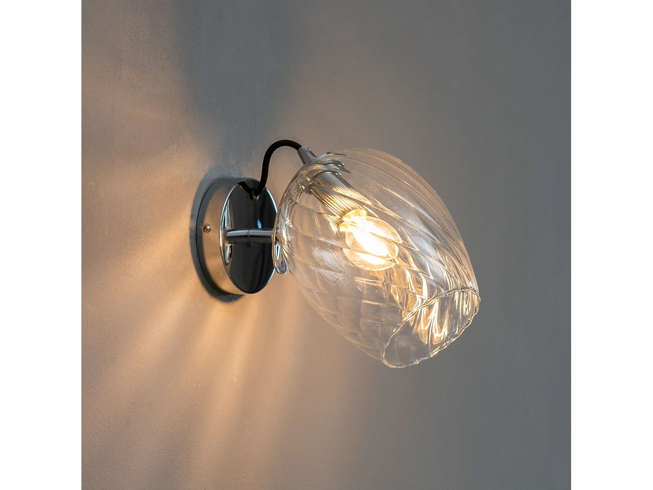 Applique chromée verre transparent texturé - Cassia