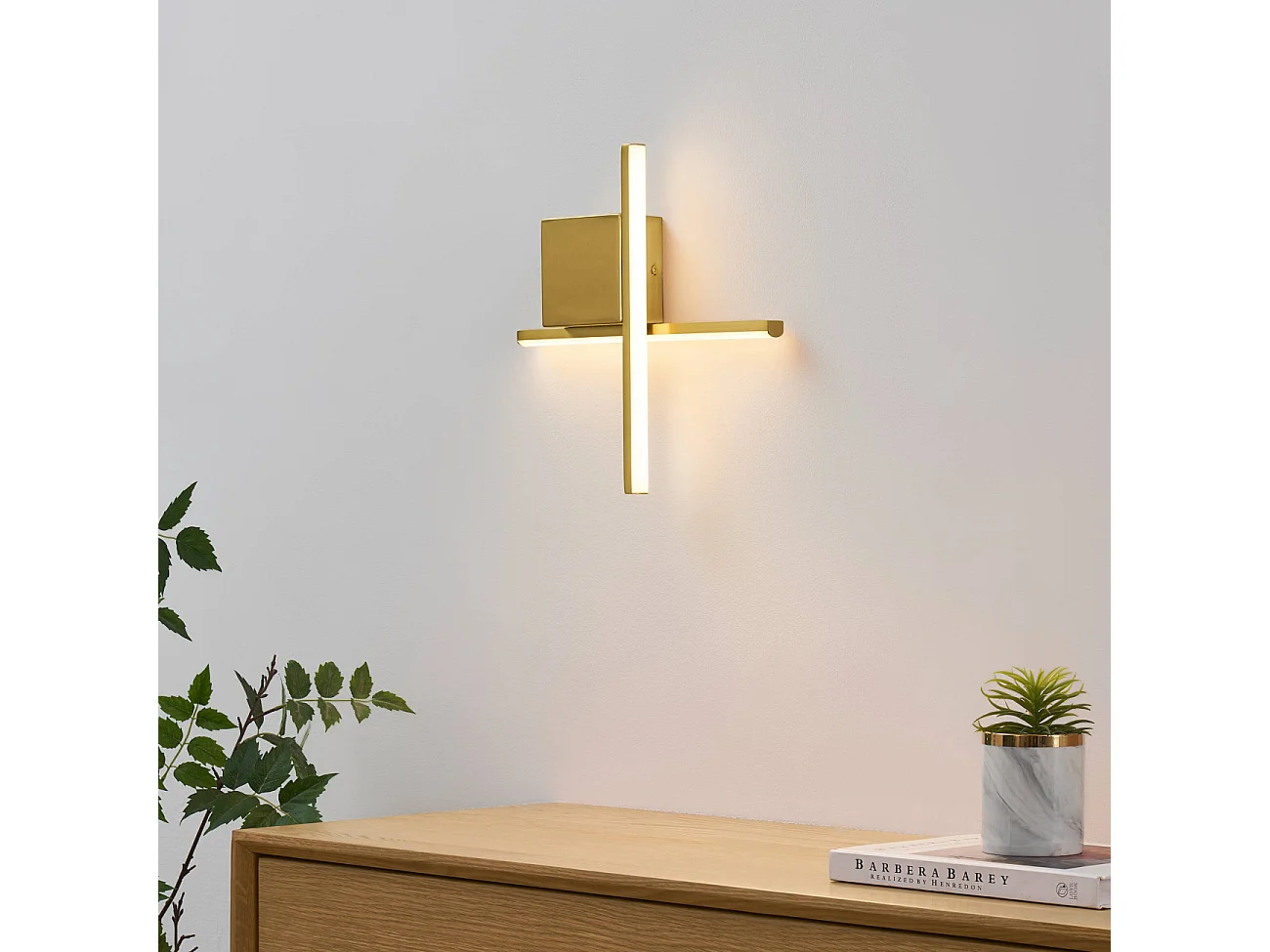 Applique laiton bras entrecroisé LED 30 cm - Fabio