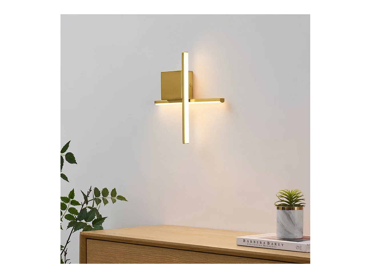 Applique laiton bras entrecroisé LED 30 cm - Fabio
