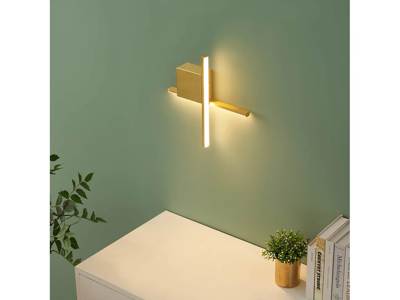 Applique laiton bras entrecroisé LED 30 cm - Fabio