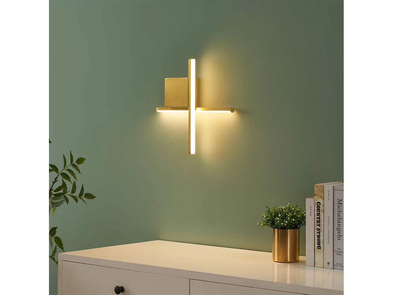 Applique laiton bras entrecroisé LED 30 cm - Fabio