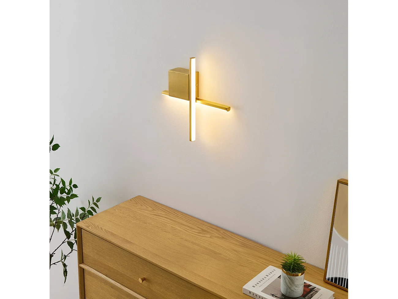 Applique laiton bras entrecroisé LED 30 cm - Fabio