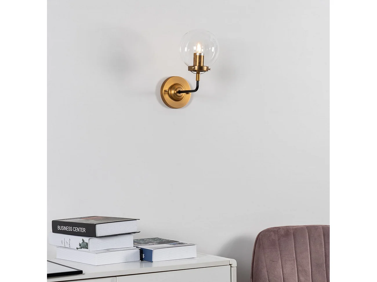 Applique Murale avec boule en Verre Transparent - Zenith