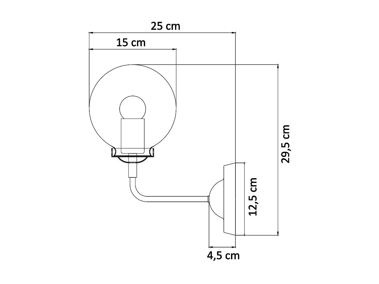 Applique Murale avec boule en Verre Transparent - Zenith