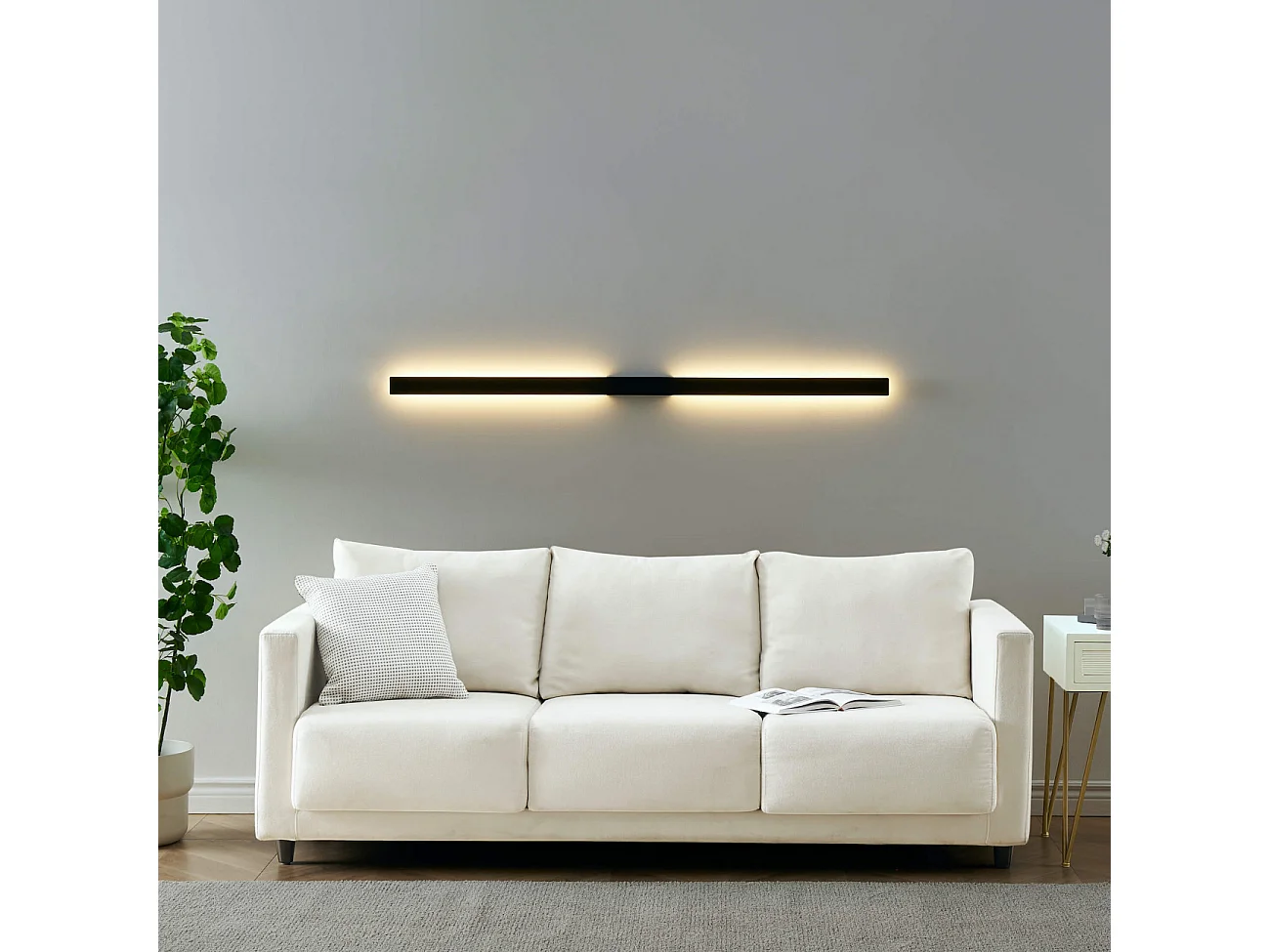 Longue applique murale noire extérieur 144 cm - Sambai