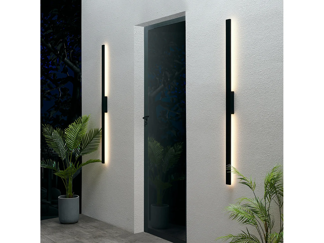 Longue applique murale noire extérieur 144 cm - Sambai