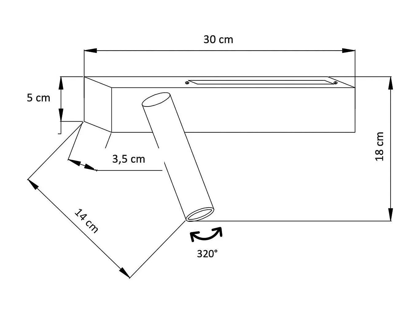 Applique noire tête de lit liseuse gauche - Lodvi