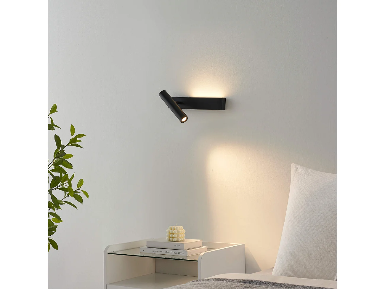 Applique noire tête de lit liseuse gauche - Lodvi