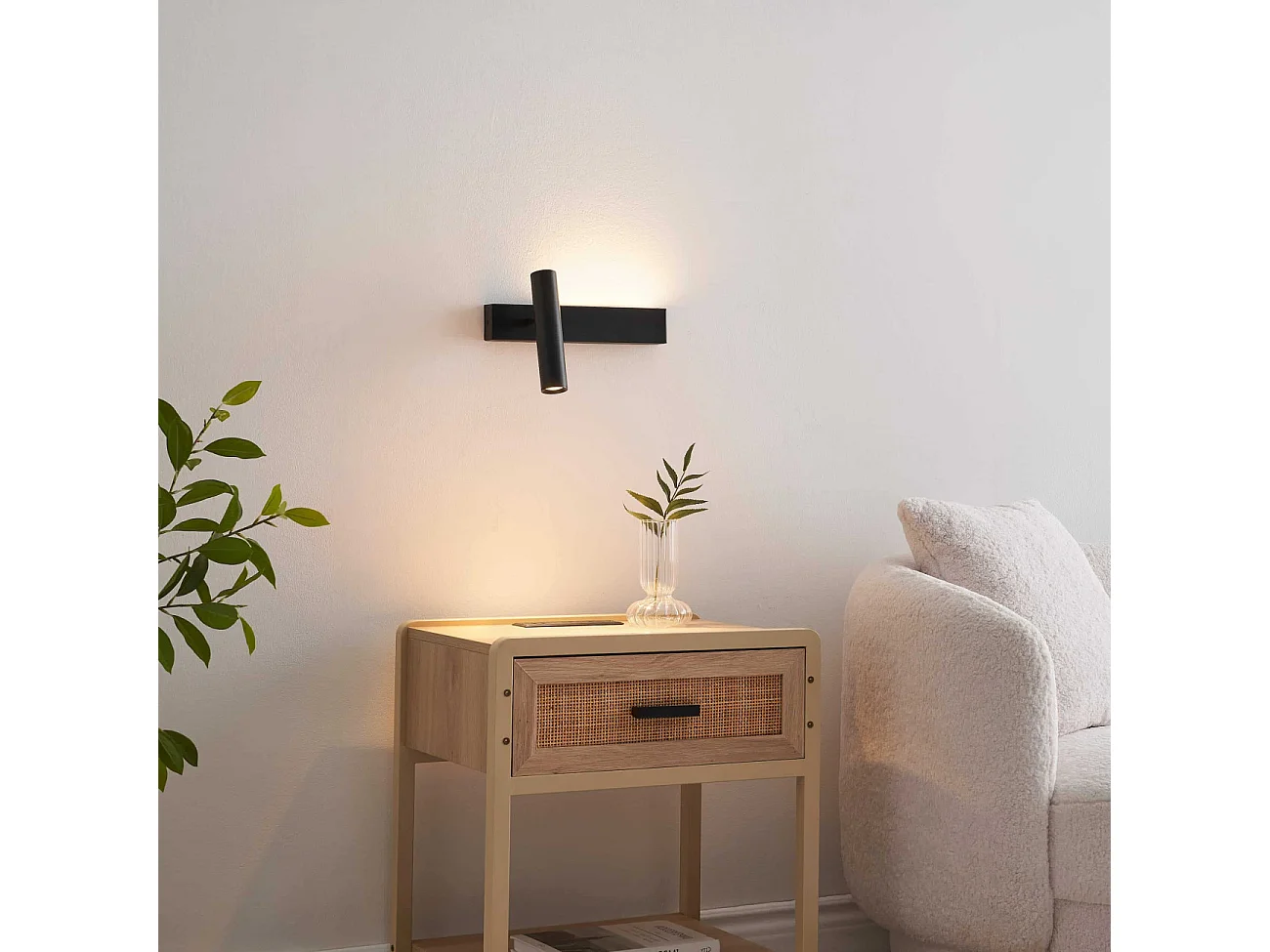 Applique noire tête de lit liseuse gauche - Lodvi - GAUCHE