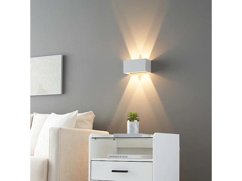 Applique blanche LED design double - IP54 dimmable - Cubic