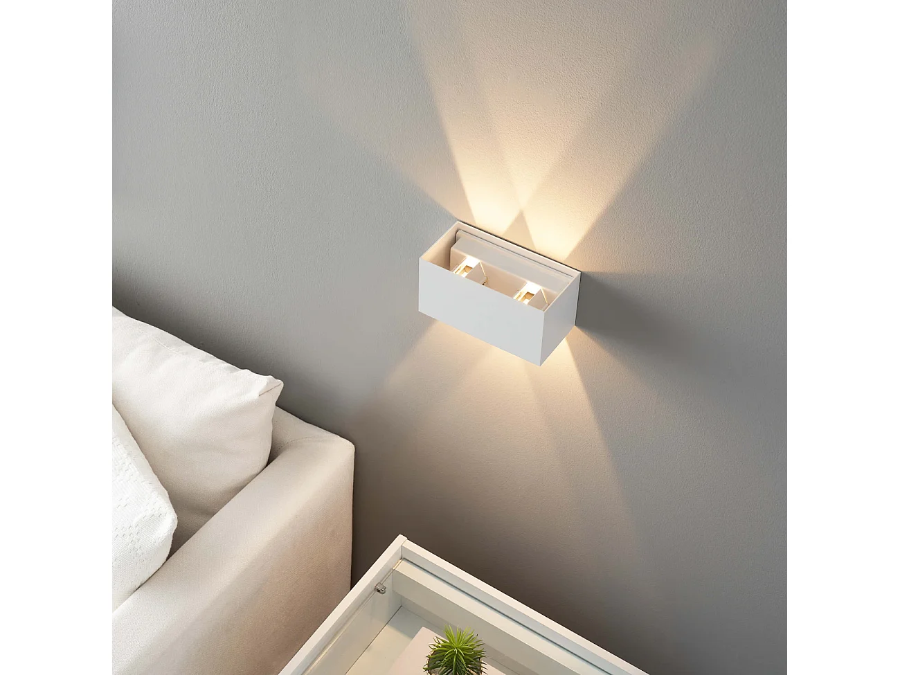 Applique blanche LED design double - IP54 dimmable - Cubic