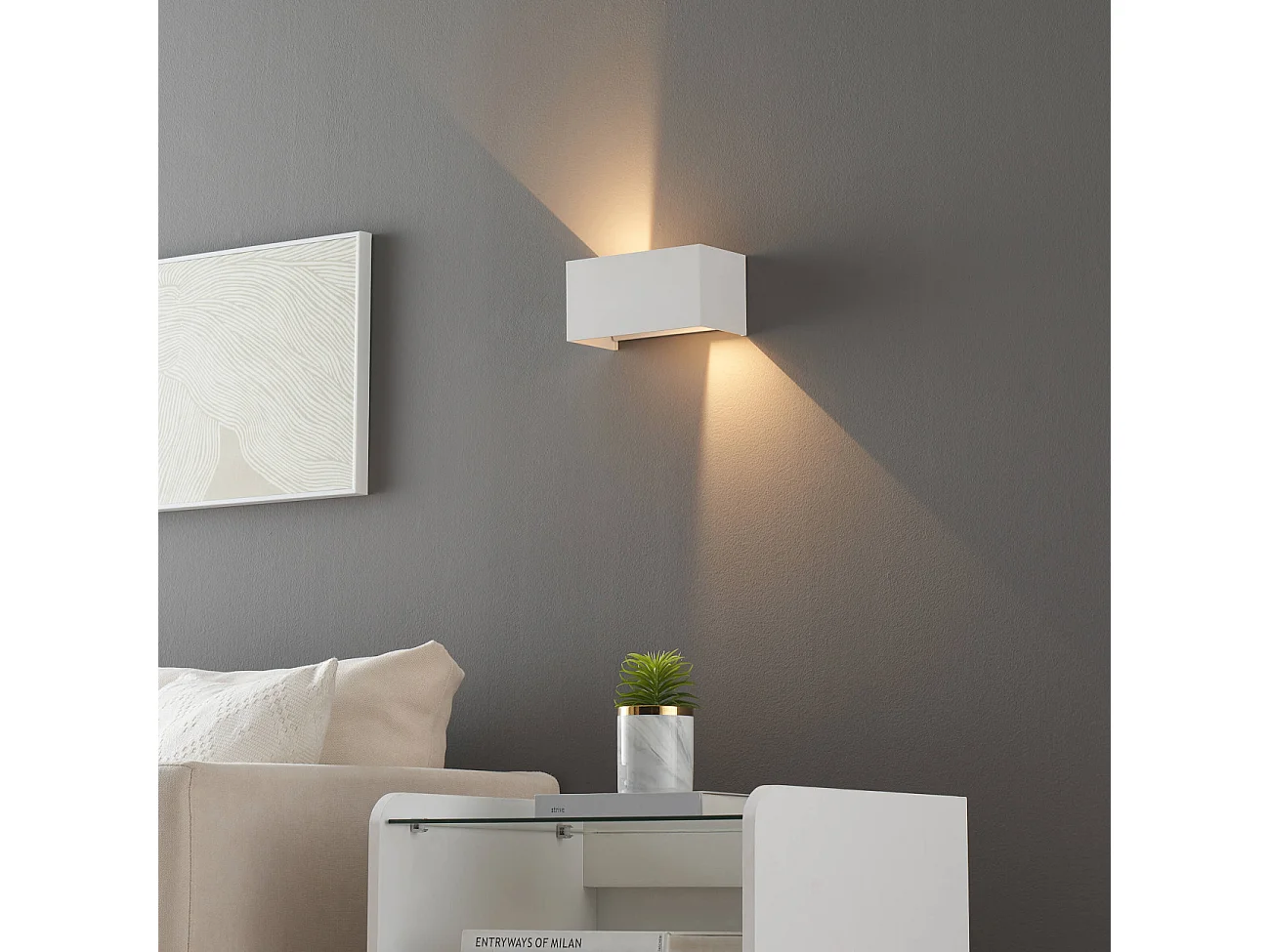 Applique blanche LED design double - IP54 dimmable - Cubic