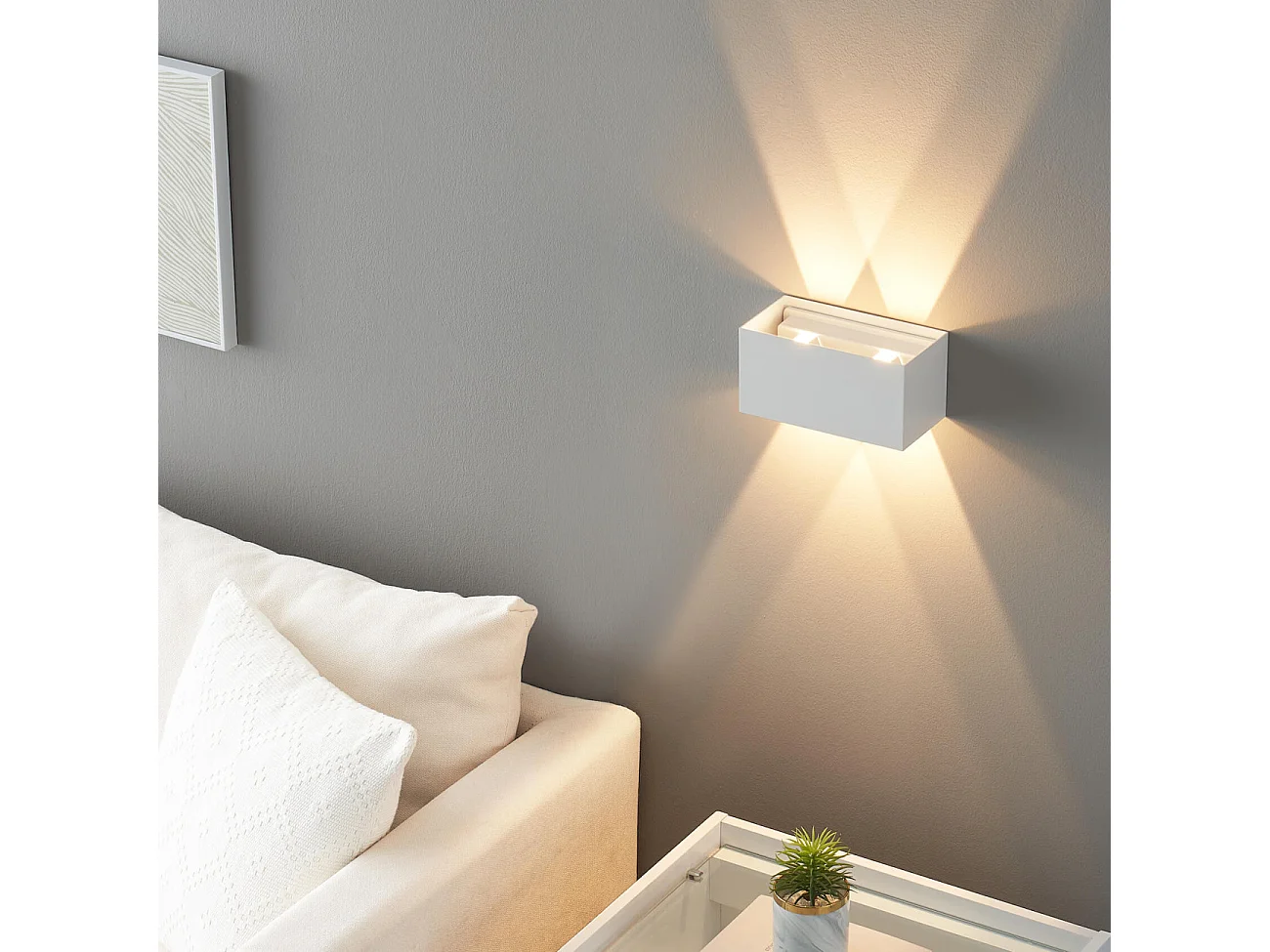 Applique blanche LED design double - IP54 dimmable - Cubic