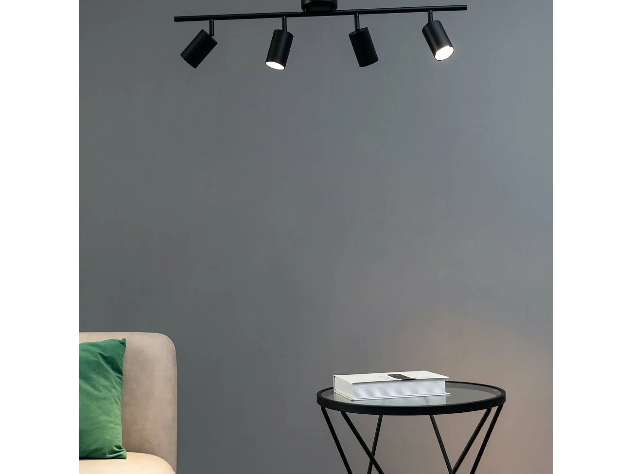 Éclairage noir moderne à 4 spots orientables - Lomba