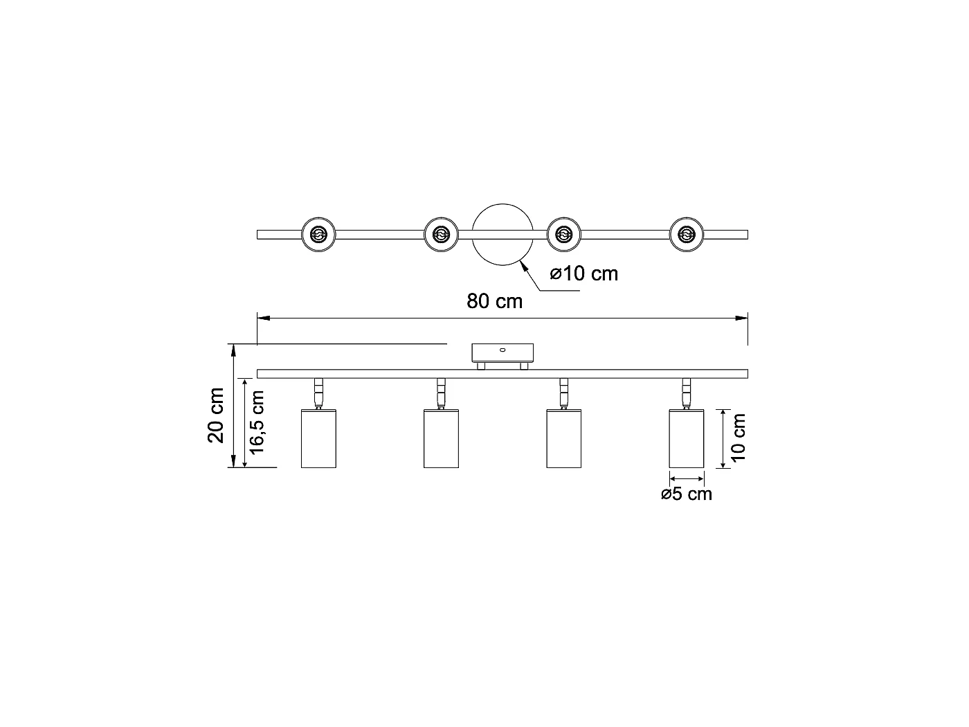 Éclairage noir moderne à 4 spots orientables - Lomba