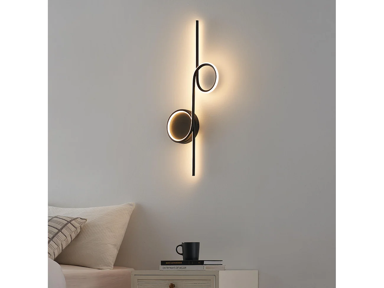 Applique double cercle LED noir minimaliste  - Celi