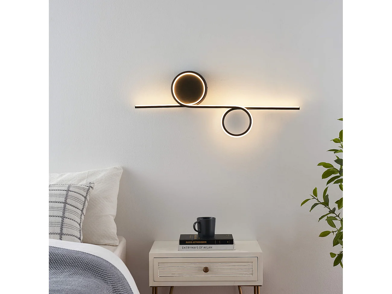 Applique double cercle LED noir minimaliste  - Celi