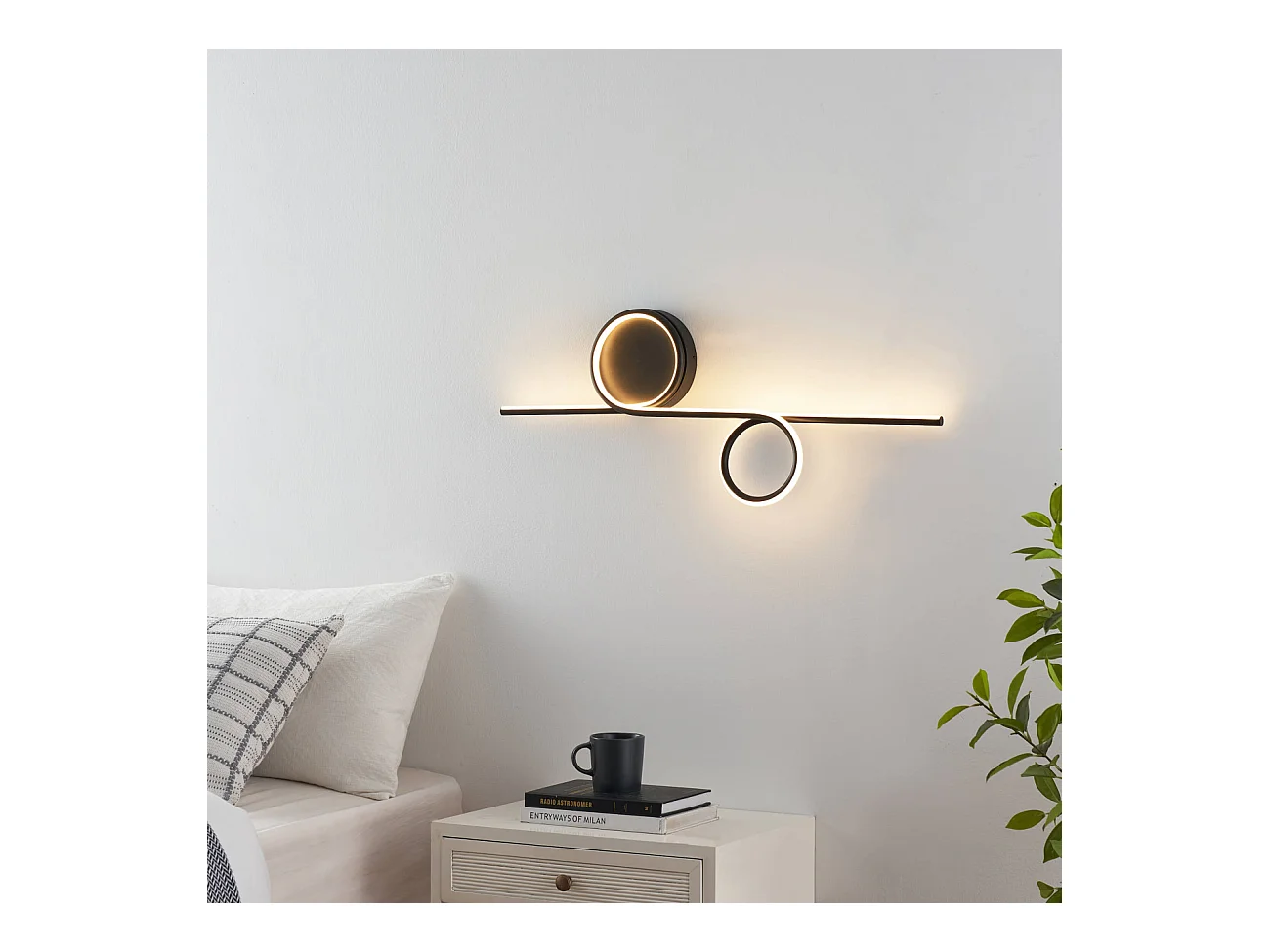 Applique double cercle LED noir minimaliste  - Celi