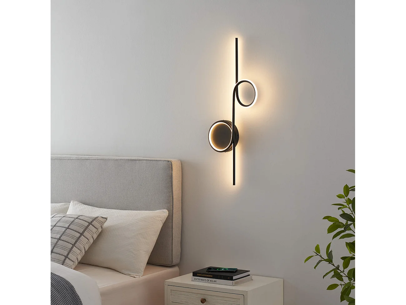 Applique double cercle LED noir minimaliste  - Celi