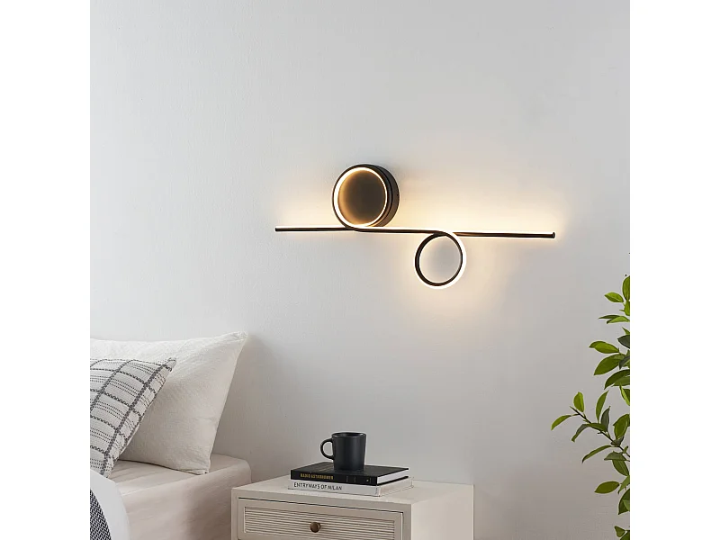 Applique double cercle LED noir minimaliste  - Celi