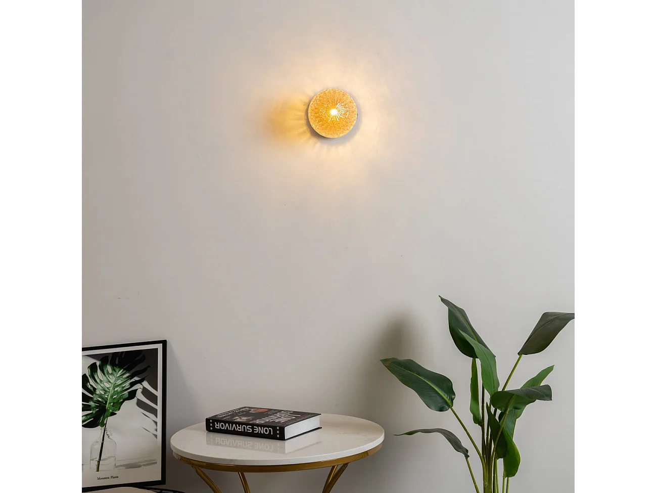 Applique murale en verre et métal dorée - Orian