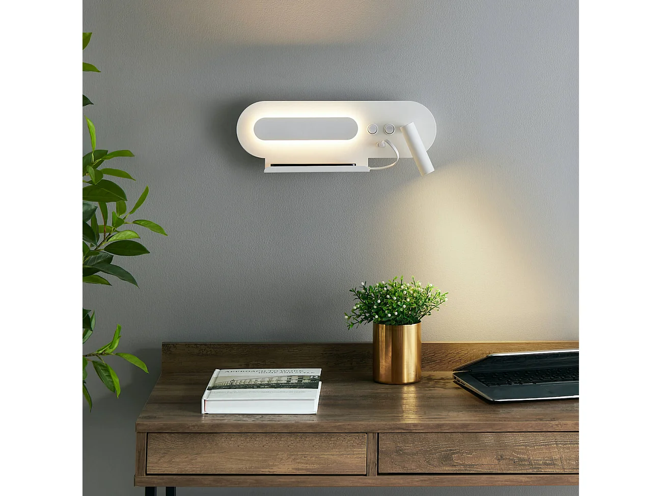 Applique tablette liseuse orientable blanche - Calleo