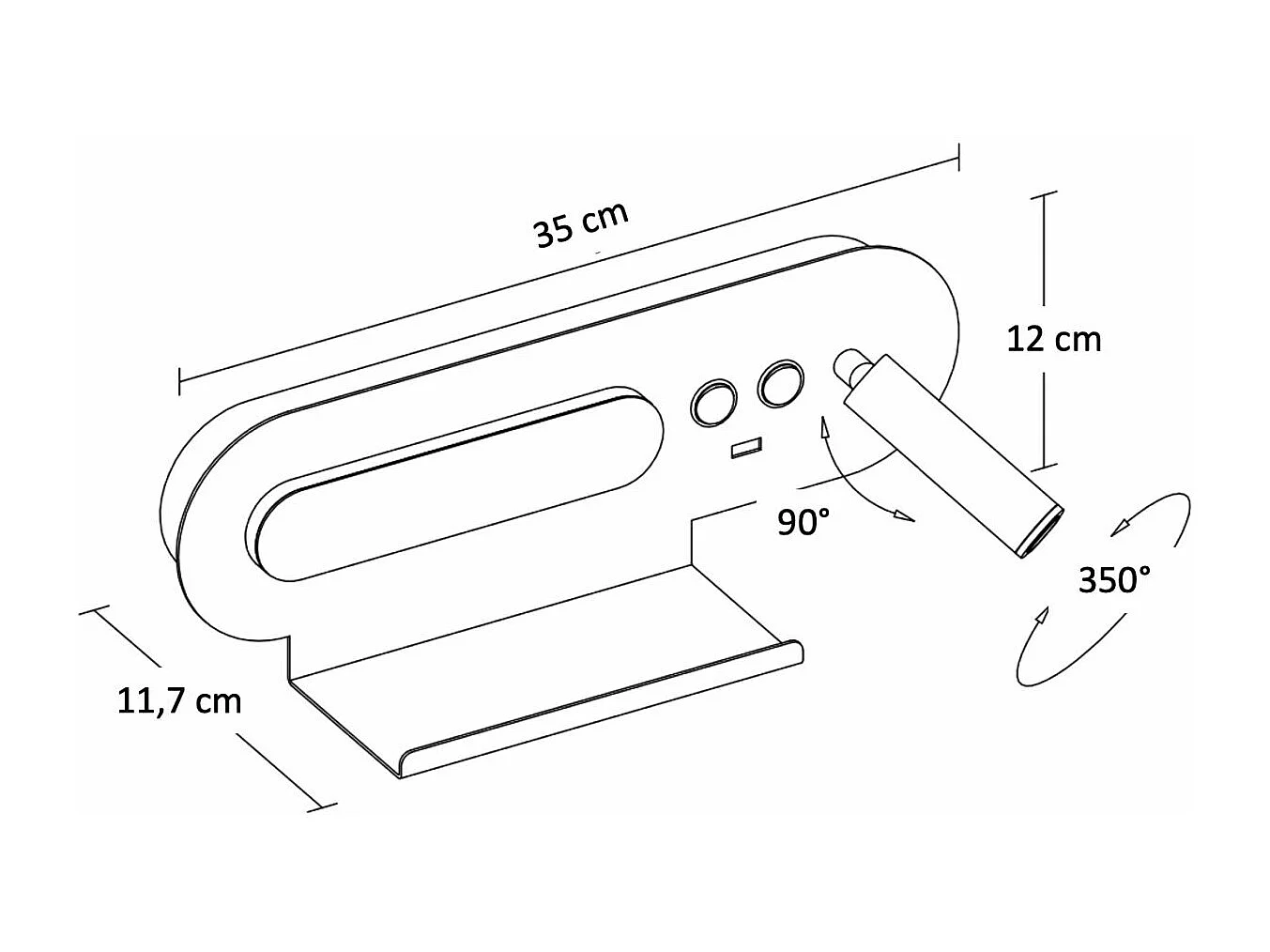 Applique tablette liseuse orientable blanche - Calleo