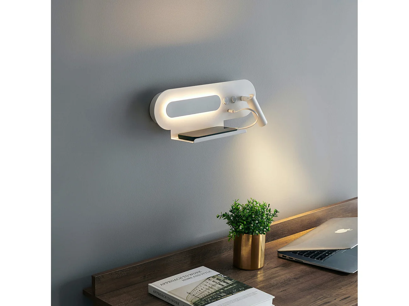 Applique tablette liseuse orientable blanche - Calleo