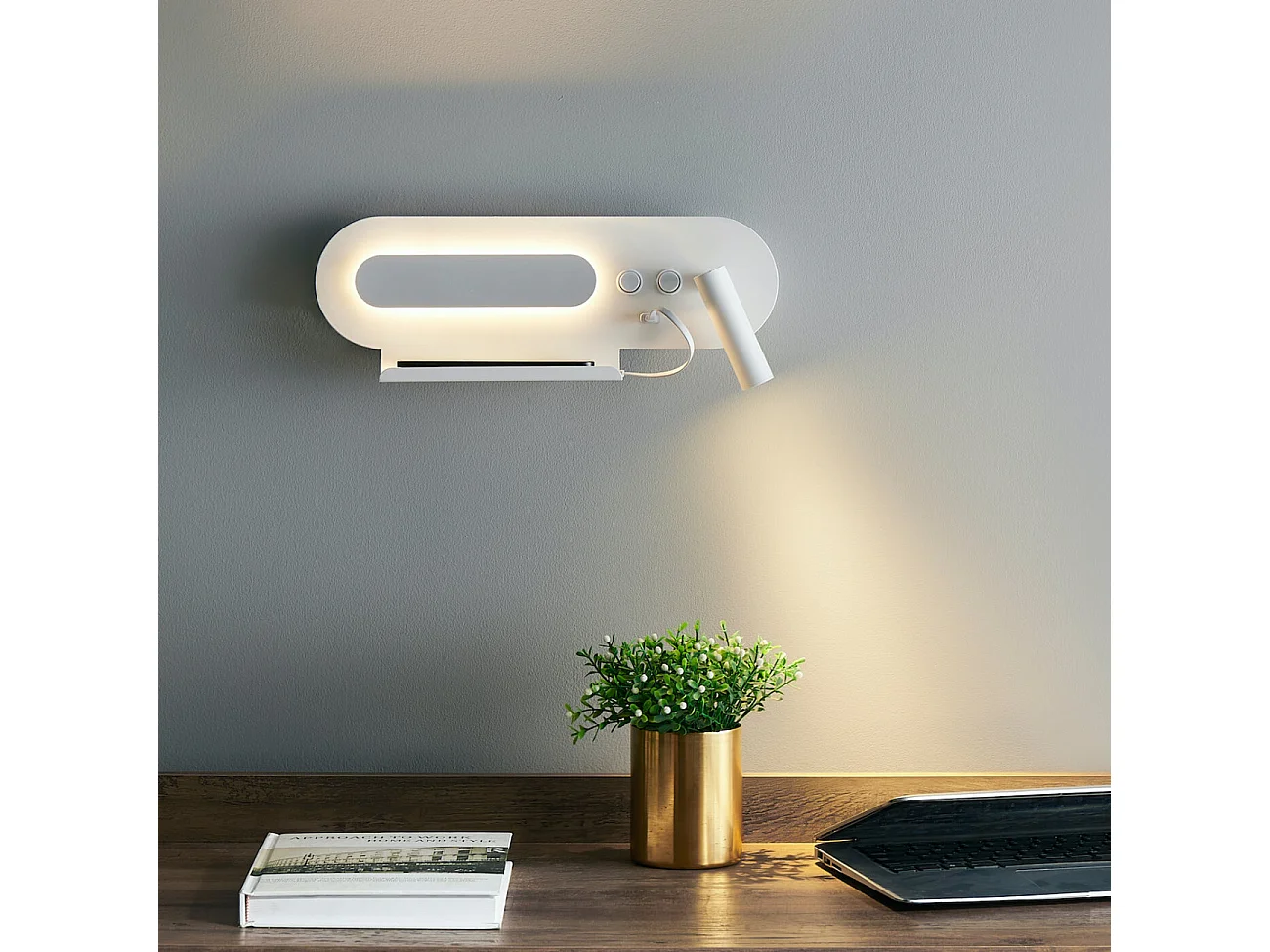 Applique tablette liseuse orientable blanche - Calleo