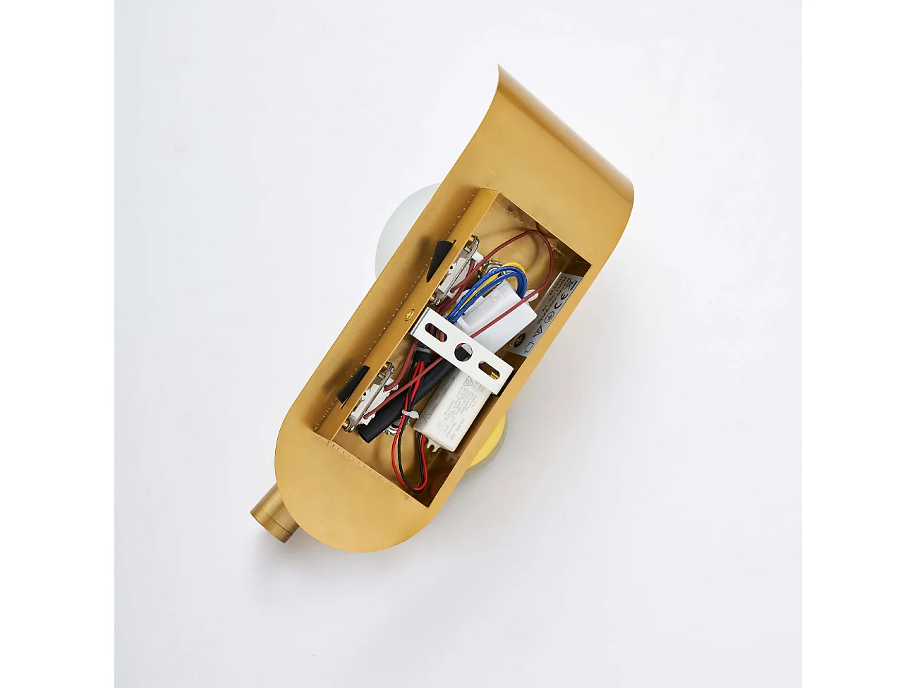 Applique dorée glamour avec interrupteur liseuse et boule en verre - Matalia