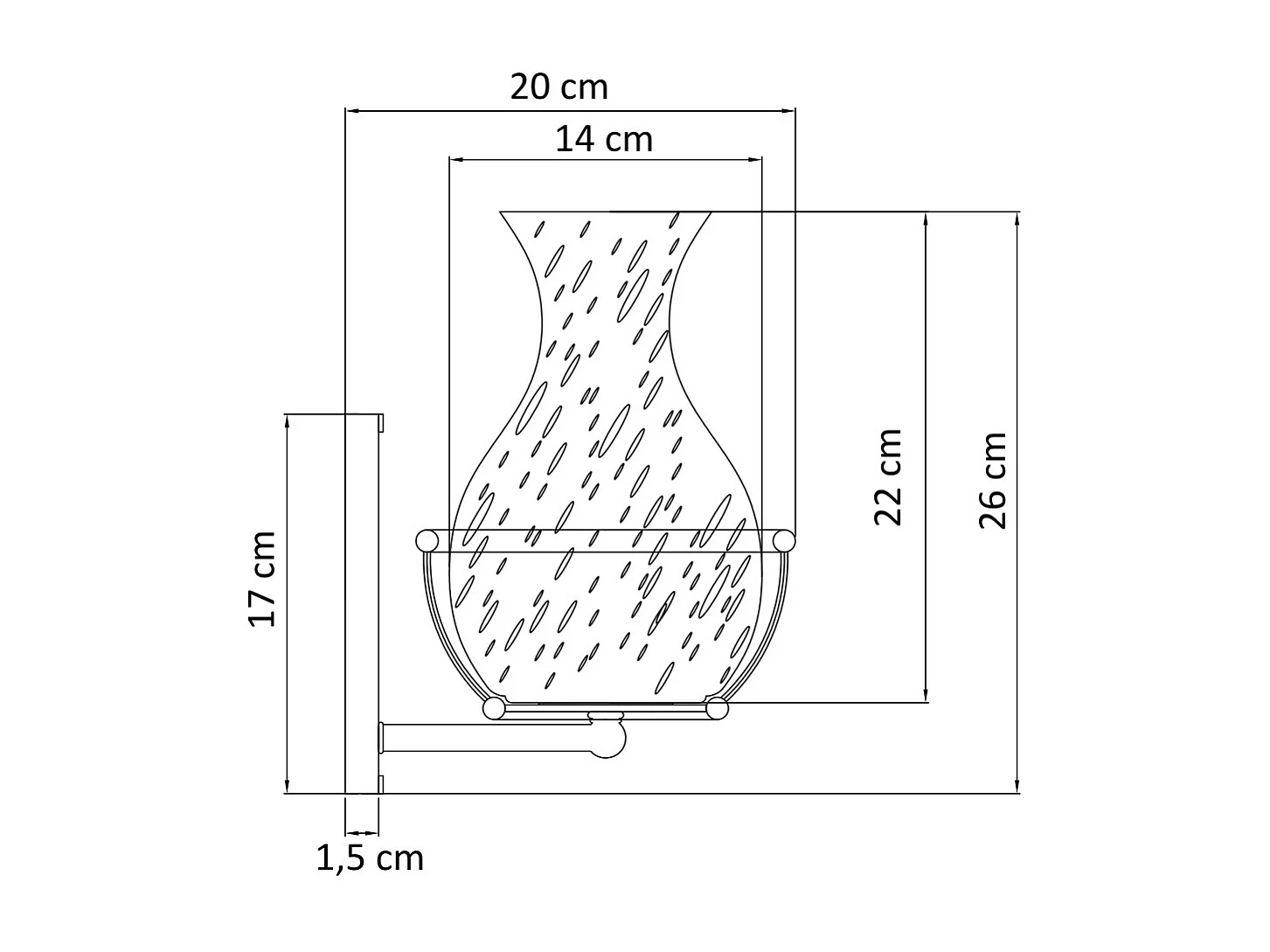 Applique Murale Noire avec Vase en Verre - Elerina
