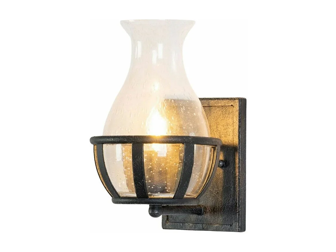 Applique Murale Noire avec Vase en Verre - Elerina