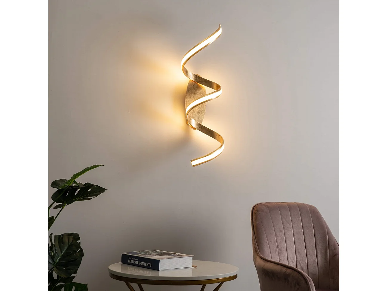 Grande applique ou plafonnier spirale effet feuille d'or - Millenium