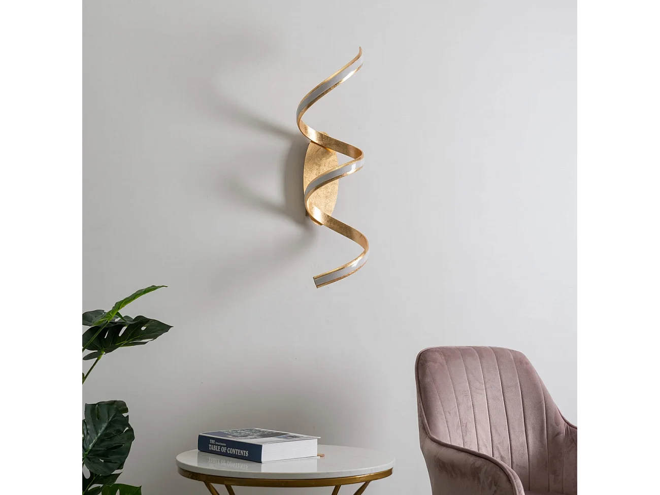 Grande applique ou plafonnier spirale effet feuille d'or - Millenium