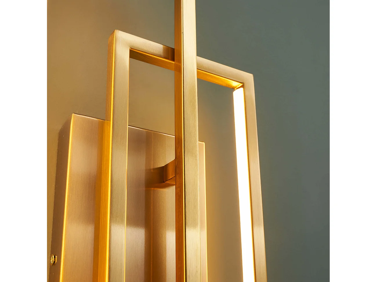 Applique double rectangle laiton 50 cm éclairage indirect - Torello