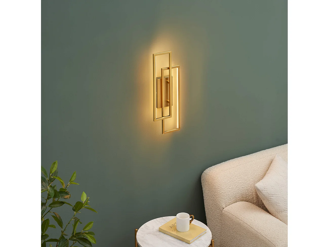 Applique double rectangle laiton 50 cm éclairage indirect - Torello